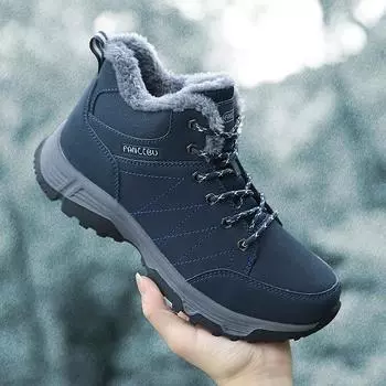 Женские зимние ботинки унисекс для пар, большие размеры, прогулочная обувь, мужские водонепроницаемые высокие походные ботинки EU: 39 чёрный