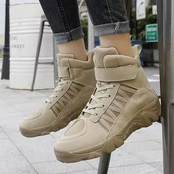 Женские зимние ботинки Высокие кроссовки Зимние ботинки Ботинки для походов на открытом воздухе Повседневные ботинки для девочек Ботинки для охоты Ботинки-полуботинки Большие размеры EU: 38 бежевый