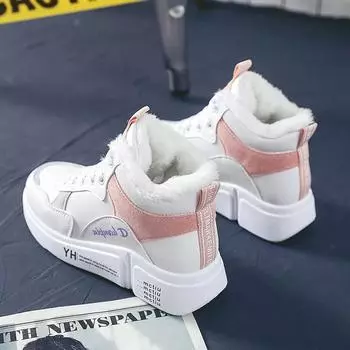 Женские зимние ботинки женские зимние ботинки из искусственной кожи на шнуровке с круглым носком на платформе женские шерстяные теплые туфли по щиколотку 35 розовый