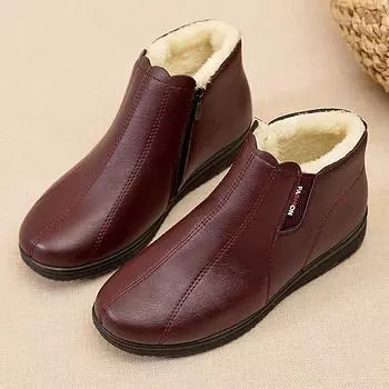 Женские зимние ботинки зима 2024 мода повседневная теплая обувь для женщин без застежек женские удобные женские ботильоны обувь Botas De Mujer 35 чёрный