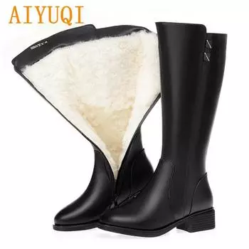 Женские зимние ботинки, зимние большие размеры из натуральной шерсти, теплые женские римские сапоги из натуральной кожи, женские ботинки Marton с высоким берцем 35