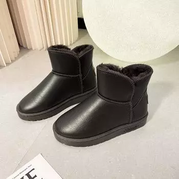 Женские зимние ботинки, зимние теплые плюшевые ботинки, женская непромокаемая женская обувь без шнуровки, повседневная зимняя обувь на плоской подошве, женские ботильоны 35