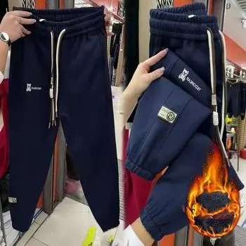 Женские зимние брюки больших размеров с тонкими прямыми штанинами и завязками, удобные дышащие спортивные брюки 3XL