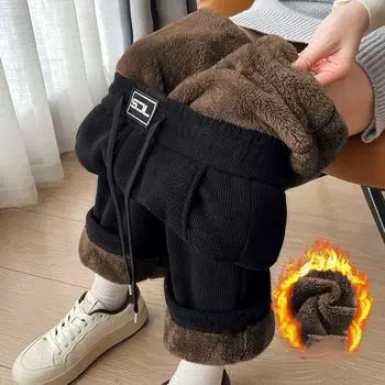 Женские зимние брюки больших размеров с подкладкой и утолщением, свободные, с высокой талией, повседневные теплые обтягивающие брюки 4XL