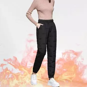Женские зимние брюки больших размеров с подкладкой и утолщением, свободные, средней посадки, с высокой талией, брюки на шнурке 3XL