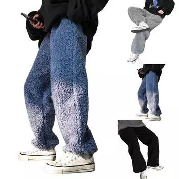 Женские зимние брюки больших размеров с утолщенной подкладкой, теплые, однотонные, свободные, с высокой талией, прямые, широкие брюки для отдыха 4XL
