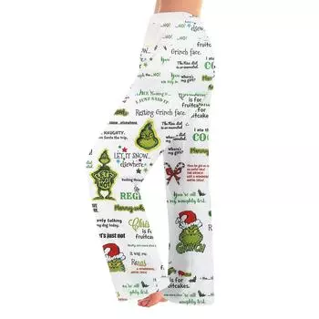 Женские зимние брюки, длинные брюки, фланелевые брюки с рождественским принтом L армия зеленый