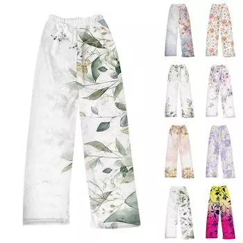 Женские зимние брюки, длинные брюки, принтованные брюки L зелёный