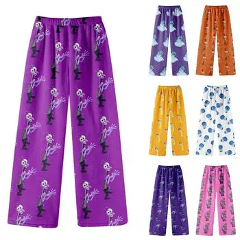 Женские зимние брюки, длинные брюки, принтованные брюки L темно-фиолетового