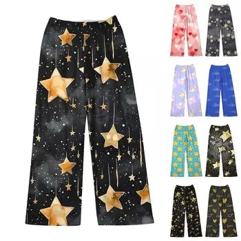 Женские зимние брюки, длинные брюки, принтованные брюки M жёлтый