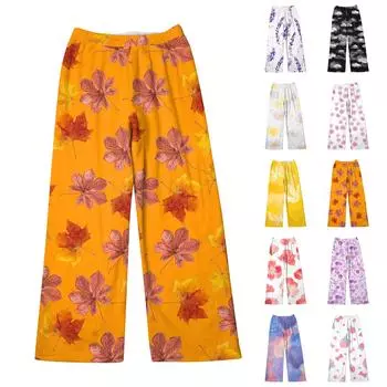 Женские зимние брюки, длинные брюки, принтованные брюки L чёрный