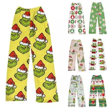 Женские зимние брюки, длинные брюки, принтованные брюки L зелёный