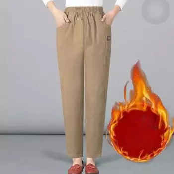 Женские зимние брюки Теплые свободные повседневные брюки большого размера со шнуровкой Утолщенные брюки 5XL