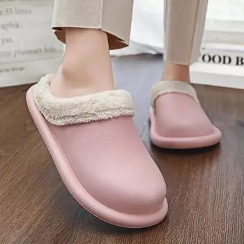 Женские зимние домашние тапочки для влюбленных, уютные, теплые, плюшевые, для дома, мужские, зимние, теплые, противоскользящие, мягкие, из ЭВА, водонепроницаемые 36-37