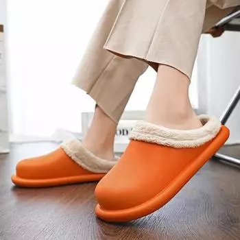 Женские зимние домашние тапочки для влюбленных, уютные, теплые, плюшевые, для дома, мужские, зимние, теплые, противоскользящие, мягкие, из ЭВА, водонепроницаемые 36-37