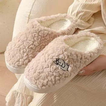 Женские зимние домашние тапочки из хлопка и меха на толстой подошве 2023 года 36-37