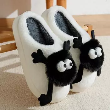 Женские зимние домашние тапочки, забавные и милые противоскользящие теплые тапочки, мужская верхняя одежда с героями мультфильмов, обувь для пар 36-37 белый