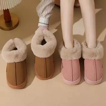 Женские зимние домашние теплые хлопковые туфли с плюшевой флисовой подкладкой, нескользящие тапочки на толстой подошве 36-37 жёлтый