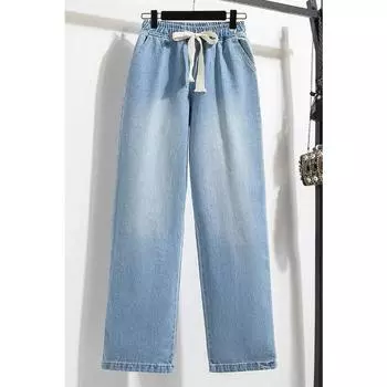 Женские зимние джинсы MODIQUE большого размера, новые, с высокой талией, свободные, в стиле ретро, классические, повседневные, однотонные, синие, повседневные брюки, базовые, универсальные, прямые джинсы M синий