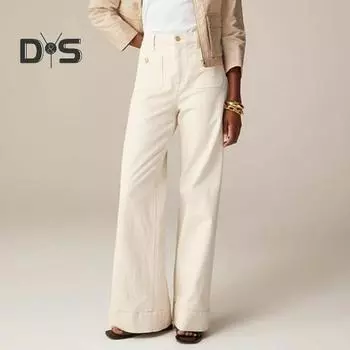 Женские зимние джинсы с высокой талией, застежкой-молнией, большого размера, свободный крой, карманы, прямые, широкие брюки, повседневная одежда, длинные брюки S чёрный