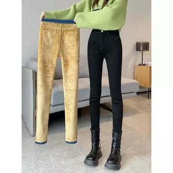 Женские зимние джинсы Small Leg Slim Warm Denim Брюки 32