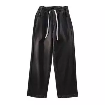 Женские зимние джинсы средней посадки с эластичной талией, регулируемые спортивные брюки на шнурке с карманами, однотонные теплые брюки с утолщенной плюшевой подкладкой M