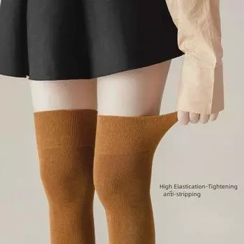 Женские зимние хлопковые носки выше колена - утягивающие, однотонные, с микрокомпрессией, длинные носки Beauty Socks One Size темно-серого