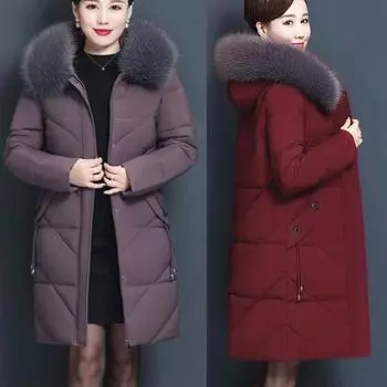 Женские зимние хлопковые пальто Новые теплые пуховики Женские зимние хлопковые куртки с подкладкой Толстые парки XL красный
