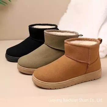 Женские зимние хлопковые сапоги для снега - толстый бархат, теплые, универсальные, короткие повседневные сапоги 40 чёрный