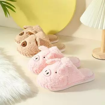 Женские зимние хлопковые тапочки, новый покрой, милые теплые шлепанцы из искусственного меха свиньи, плюшевые тапочки для пар, мягкие домашние пушистые тапочки56 36-37 темно-коричневого