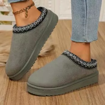 Женские зимние хлопковые тапочки, удобные плюшевые тапочки на толстой подошве для дома, модные новые замшевые теплые зимние сапоги 2024 года, Botas De Mujer 36 бежевый