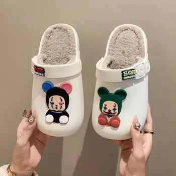 Женские зимние хлопковые туфли, классические плюшевые домашние тапочки, простые однотонные хлопковые тапочки для дома, теплые, мягкие, скользящие 36-37