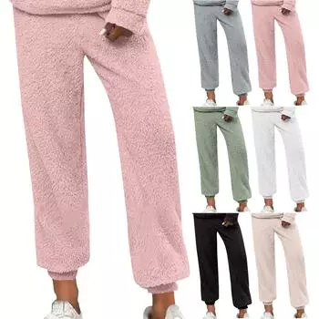 Женские зимние клетчатые брюки, длинные брюки, спортивные брюки L бежевый