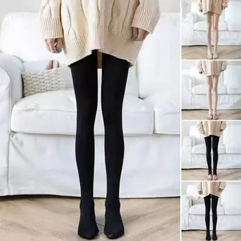 Женские зимние колготки с эластичной плюшевой подкладкой, однотонные, со средней талией, сохраняющие тепло, короткая юбка, платье, подходящие к низу, леггинсы, женские колготки A