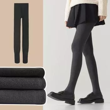 Женские зимние колготки с эластичной плюшевой подкладкой, однотонные, с утягивающим эффектом на животе, с высокой талией, сохраняющие тепло, короткая юбка, платье, подходящие леггинсы A чёрный