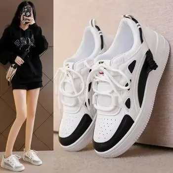 Женские зимние кожаные кроссовки на массивном каблуке, обувь на среднем каблуке со шнуровкой и круглым носком, женская вулканизированная обувь на платформе, большие размеры 35 чёрный