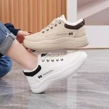 Женские зимние кроссовки для бега на толстой платформе, нескользящие, со шнуровкой, с подкладкой из искусственного меха, для ходьбы, теплые кроссовки для тенниса с флисовой подкладкой для женщин 35 хаки