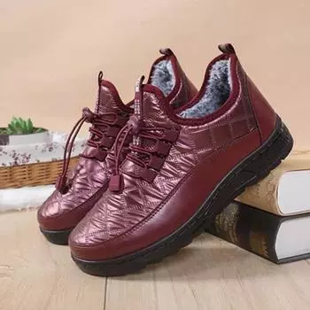 Женские зимние кроссовки на меховой подкладке, нескользящая уличная спортивная обувь из искусственной кожи для женщин, новая теплая удобная повседневная походная обувь на флисовой подкладке