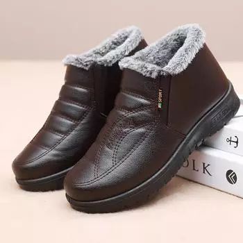 Женские зимние кроссовки на подкладке из искусственного меха, уличная противоскользящая теплая спортивная обувь, повседневные легкие зимние ботинки, короткие женские сапоги на флисовой подкладке 35 темно-коричневого