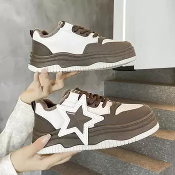 Женские зимние кроссовки на подкладке из искусственного меха, уличные повседневные теплые кроссовки из искусственной кожи на толстой подошве, противоскользящая спортивная обувь с флисовой подкладкой для женщин