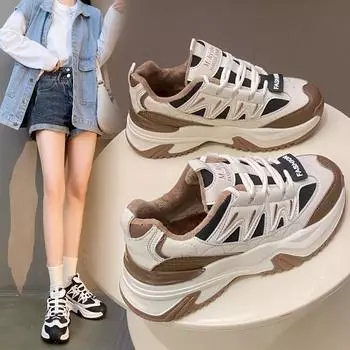 Женские зимние кроссовки на подкладке из искусственного меха, уличные повседневные теплые кроссовки из искусственной кожи на толстой подошве, противоскользящие спортивные туфли с плюшевой подкладкой для женщин