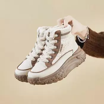 Женские зимние кроссовки TUINANLE из бархата, толстые хлопковые кроссовки, противоскользящие хлопковые ботинки для снега 35 хаки