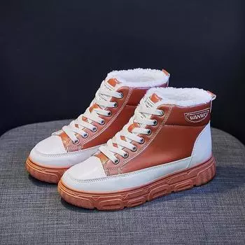 Женские зимние кроссовки уличная мода плюшевые теплые зимние ботинки для отдыха на открытом воздухе повседневные спортивные туфли для скейтборда 35