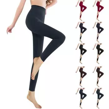 Женские зимние леггинсы Plus Velvet Thicken, теплые брюки, однотонные брюки для йоги с высокой талией, спортивные брюки XXL чёрный