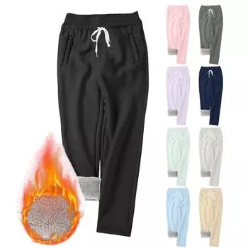 Женские зимние леггинсы Plus Velvet Thicken, теплые брюки, однотонные брюки для йоги с высокой талией, спортивные брюки L бежевый