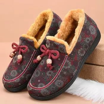 Женские зимние лоферы на подкладке из искусственного меха, уличная домашняя нескользящая теплая обувь, повседневная легкая женская обувь на плоской подошве с плюшевой подкладкой