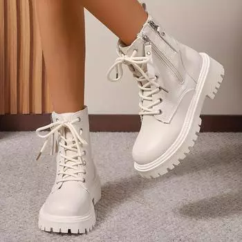 Женские зимние модные ботильоны на толстой подошве, одинарные ботинки, весна и осень, новые плюшевые зимние короткие ботинки, женская обувь 35 чёрный