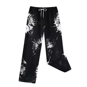 Женские зимние модные прямые плюшевые утолщенные брюки с завязками и карманами L чёрный