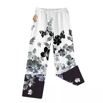 Женские зимние модные прямые плюшевые утолщенные брюки с завязками и карманами L чёрный