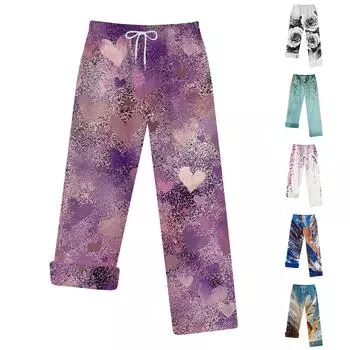 Женские зимние модные прямые плюшевые утолщенные брюки с завязками и карманами L синий